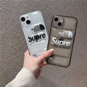 【2022新作】人気 TheNorthFace X Supreme ダウンの形 ケース 皮の質感 iPhone 13/13 Pro/13 Pro Max/12/12 Pro/12 Pro Max/11 PRO/MAX/XS ケース お洒落 ブランド 男女兼用 [#case2022043018]