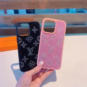 LOUIS VUITTON ラインストーン スマホケース iPhone15 人気 レディース ルイ ヴィトン モノグラム コラボ ファッション 風 携帯カバー おしゃれ アイフォン ハイブランド スマホケース 可愛い ルイビトン LOUIS VUITTON風