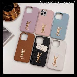 ハイ ブランド ロゴ イヴサンローラン ysl  iphone ケース 携帯ケース アイフォーン ハイブランド おしゃれ レザー ロゴ メタル 金属 落下防止 カード収納 ポケット おしゃれ レディース アイホン 15