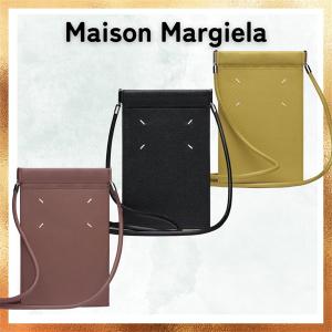 Maison Margiela メゾン マルジェラ スマホケース テックアクセサリー iPhone 全機種応対 ケース 無地 レザー 本革 ロゴ スマホショルダー ショルダー付きスマホケース