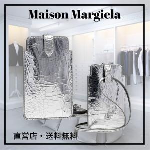 Maison Margiela メゾン マルジェラ スマホケース テックアクセサリー iPhone 全機種応対 ユニセックス 無地 レザー 本革 スマホショルダー ショルダー付き