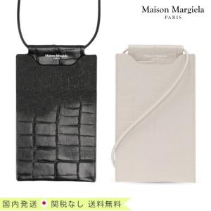 Maison Margiela メゾンマルジェラ スマホケース テックアクセサリー iPhone 全機種応対 ユニセックス 無地 レザー 本革 ロゴ スマホショルダー(ショルダー付きスマホケース)