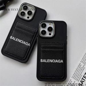 バレンシアガ iphone14ケース ハイブランド Balenciaga カード ポケット付き iphone14pro/14plus/15 カバー レディース メンズ 携帯ケース iphone 15 ultra 14pro max/13 pro max/12ケース